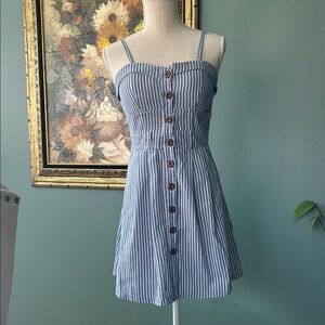 100% Cotton Blue Striped Button-Down Dress